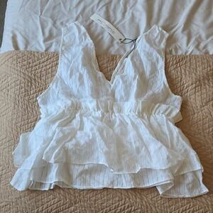 Mustard Seed White Layered Blouse